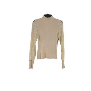 Madden Girl Juniors Mock Neck Sweater NWT Medium Irish Cream Mesh Sleeves